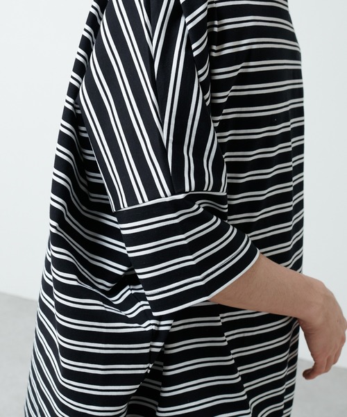 Lui's（ルイス）の「ワイドボリュームボーダーカットソー（Tシャツ/カットソー・メンズ・ブラック/ネイビー/ベージュ・FREE）」の12枚目の写真