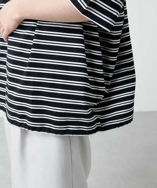 Lui's（ルイス）の「ワイドボリュームボーダーカットソー（Tシャツ/カットソー・メンズ・ブラック/ネイビー/ベージュ・FREE）」の13枚目の写真