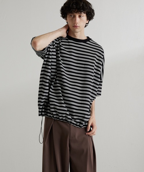 Lui's（ルイス）の「ワイドボリュームボーダーカットソー（Tシャツ/カットソー・メンズ・ブラック/ネイビー/ベージュ・FREE）」の20枚目の写真