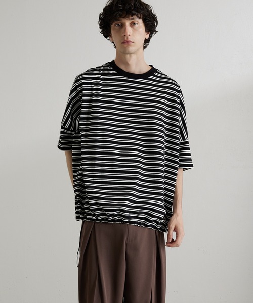 Lui's（ルイス）の「ワイドボリュームボーダーカットソー（Tシャツ/カットソー・メンズ・ブラック/ネイビー/ベージュ・FREE）」の19枚目の写真