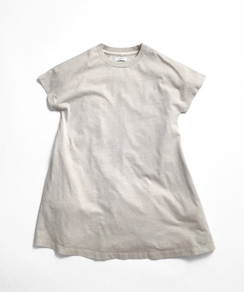 ARCH & LINE（アーチアンドライン）の「フレア半袖ワンピース G/D CANVAS FLARE DRESS（ワンピース・キッズ・オフホワイト/グレー・M/S）」の2枚目の写真