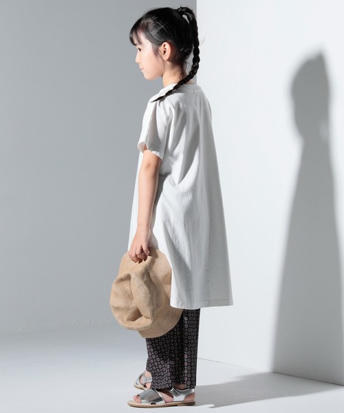 ARCH & LINE（アーチアンドライン）の「フレア半袖ワンピース G/D CANVAS FLARE DRESS（ワンピース・キッズ・オフホワイト/グレー・M/S）」の6枚目の写真