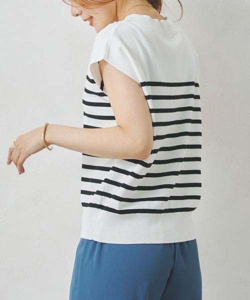 Chez toi（シェトワ）の「フレンチスリーブボートネックプルオーバー（カーディガン/ボレロ・レディース・ブラック/オフホワイト/ライム/グレイッシュベージュ・FREE）」の17枚目の写真