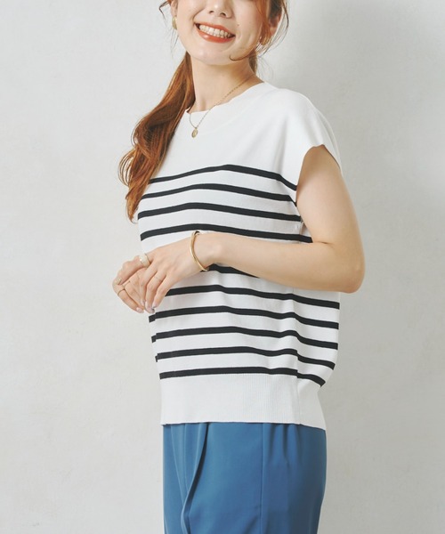 Chez toi（シェトワ）の「フレンチスリーブボートネックプルオーバー（カーディガン/ボレロ・レディース・ブラック/オフホワイト/ライム/グレイッシュベージュ・FREE）」の18枚目の写真