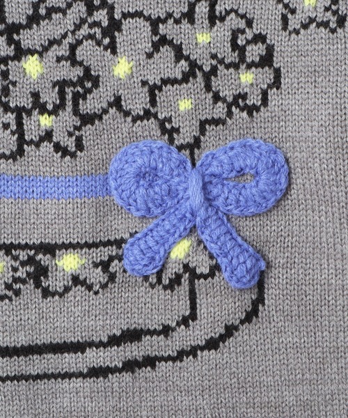 KP（ケーピー）の「mimiちゃんバースデーケーキ柄クルーネックセーター(100～130cm)（ニット/セーター・キッズ・オフホワイト/杢グレー・110cm/100cm/120cm/130cm）」の7枚目の写真