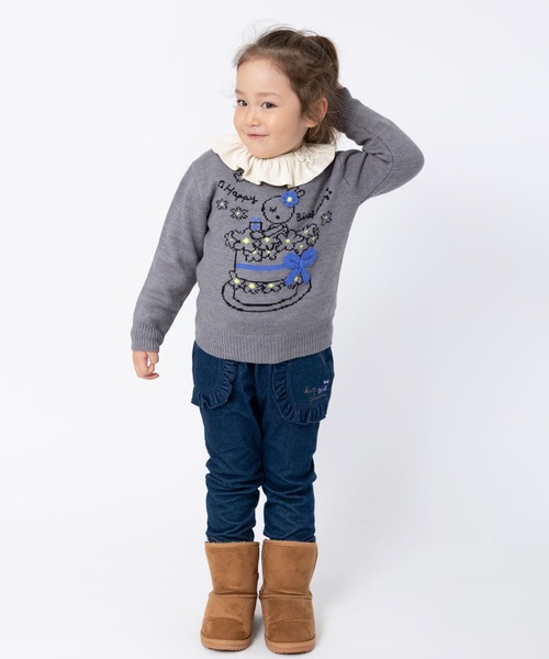 KP（ケーピー）の「mimiちゃんバースデーケーキ柄クルーネックセーター(100～130cm)（ニット/セーター・キッズ・オフホワイト/杢グレー・110cm/100cm/120cm/130cm）」の14枚目の写真