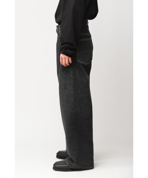 superNova.（スーパーノヴァ）の「【superNova.】Selvedge wide jeans - Bio wash（デニムパンツ・メンズ・ブラック/インディゴブルー・S/M/L）」の4枚目の写真