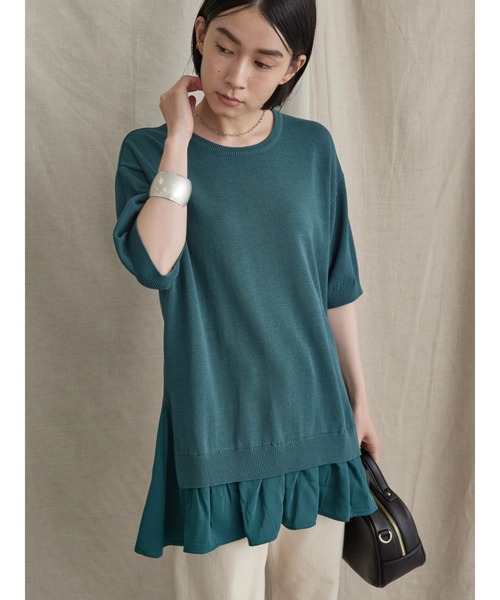 AMERICAN HOLIC(アメリカンホリック)の「レイヤードプルオーバー(Tシャツ/カットソー・レディース・マスタード/グリーン・L/M)」の4枚目の写真
