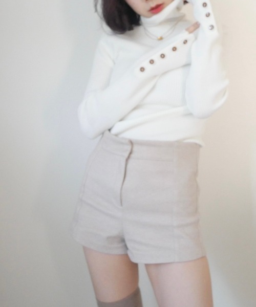 -Myme- Heart be to.（マイミーハートビート）の「cuffs button knit / カフスボタンニット（ニット/セーター・レディース・ホワイト/ピンク・FREE）」の9枚目の写真