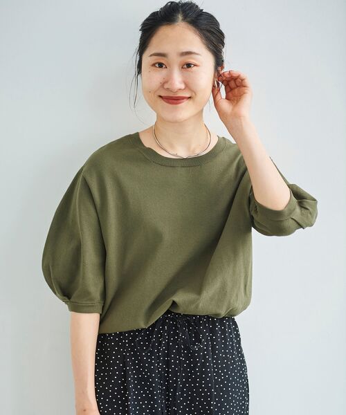 le.coeur blanc（ルクールブラン）の「前後2WAYパフスリーブニットプルオーバー（ニット/セーター・レディース・ピンク/カーキオリーブ/グレイッシュベージュ・38）」の3枚目の写真