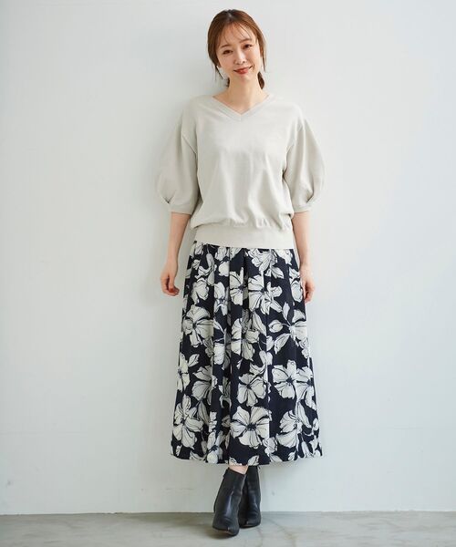 le.coeur blanc（ルクールブラン）の「前後2WAYパフスリーブニットプルオーバー（ニット/セーター・レディース・ピンク/カーキオリーブ/グレイッシュベージュ・38）」の21枚目の写真