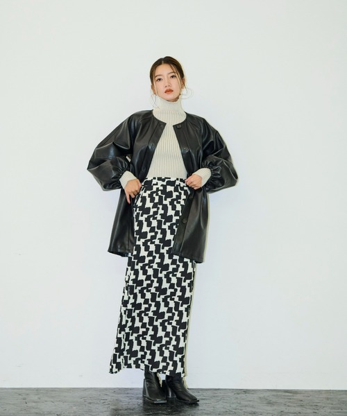 AIC.（エーアイシー）の「フェイクレザーボリュームスリーブノーカラージャケット（ノーカラージャケット・レディース・ブラック・FREE）」の11枚目の写真