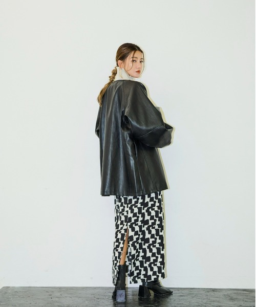 AIC.（エーアイシー）の「フェイクレザーボリュームスリーブノーカラージャケット（ノーカラージャケット・レディース・ブラック・FREE）」の15枚目の写真