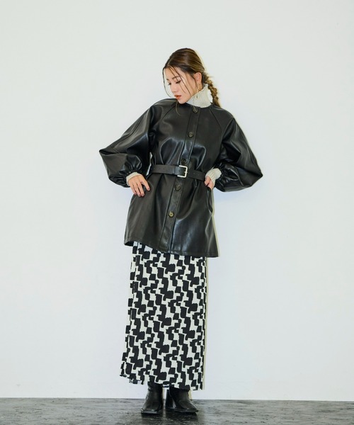 AIC.（エーアイシー）の「フェイクレザーボリュームスリーブノーカラージャケット（ノーカラージャケット・レディース・ブラック・FREE）」の16枚目の写真