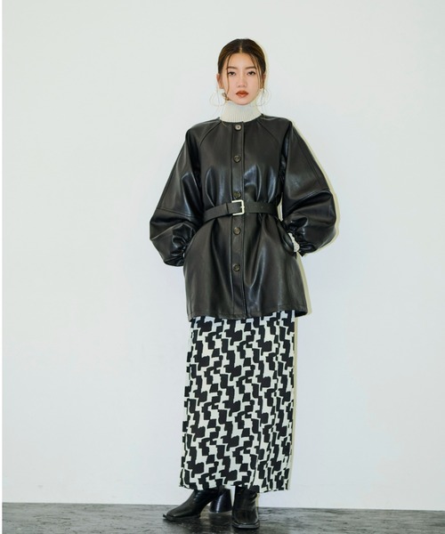 AIC.（エーアイシー）の「フェイクレザーボリュームスリーブノーカラージャケット（ノーカラージャケット・レディース・ブラック・FREE）」の17枚目の写真