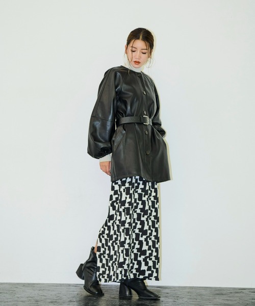 AIC.（エーアイシー）の「フェイクレザーボリュームスリーブノーカラージャケット（ノーカラージャケット・レディース・ブラック・FREE）」の18枚目の写真