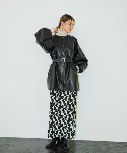 AIC.（エーアイシー）の「フェイクレザーボリュームスリーブノーカラージャケット（ノーカラージャケット・レディース・ブラック・FREE）」の19枚目の写真