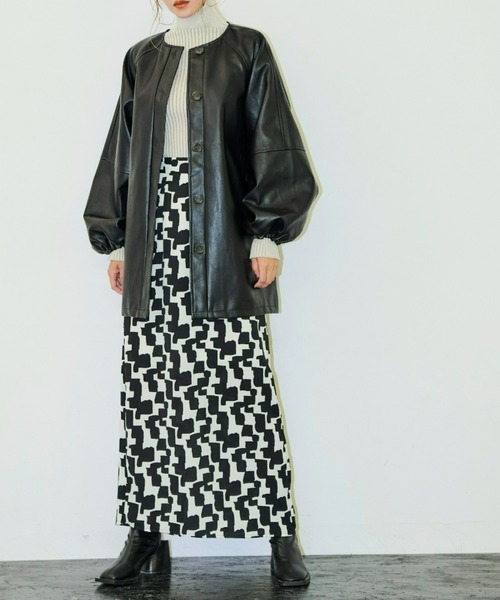 AIC.（エーアイシー）の「フェイクレザーボリュームスリーブノーカラージャケット（ノーカラージャケット・レディース・ブラック・FREE）」の9枚目の写真