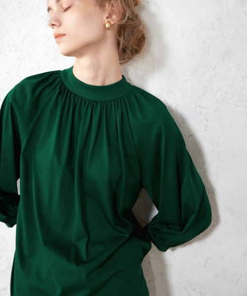 LE SOUK HOLIDAY（ルスークホリデー）の「ギャザーネックプルオーバー（Tシャツ/カットソー・レディース・ワイン/ブラック/モカ/グリーン・M/L）」の14枚目の写真