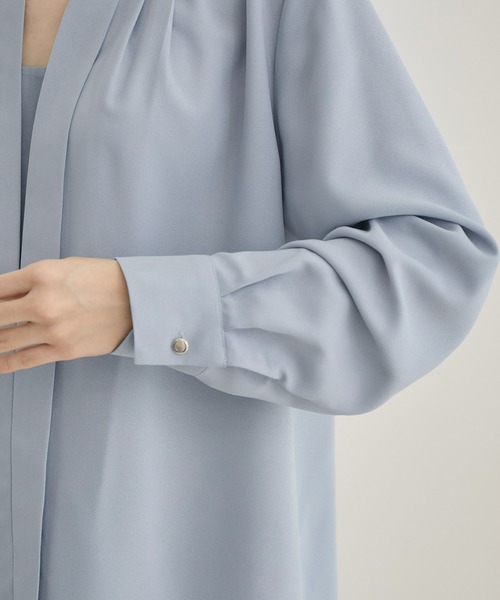 VIS（ビス）の「【洗える・防シワ】フロントタック長袖ブラウス（シャツ/ブラウス・レディース・ダークブラウン/ネイビー/サックスブルー/ピンク/モスグリーン/クリーム/ホワイト系その他5/ピンク系その他2/ブラック系その他・FREE）」の12枚目の写真