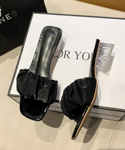 LAC-VERT（ラック・ヴェール）の「オーガンジークリアヒールサンダル（サンダル・レディース・ブラック/ベージュ/アイボリー・S/M/L）」の2枚目の写真