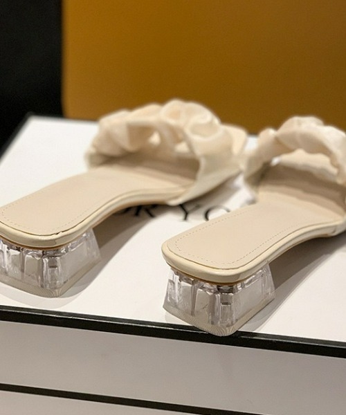 LAC-VERT（ラック・ヴェール）の「オーガンジークリアヒールサンダル（サンダル・レディース・ブラック/ベージュ/アイボリー・S/M/L）」の10枚目の写真