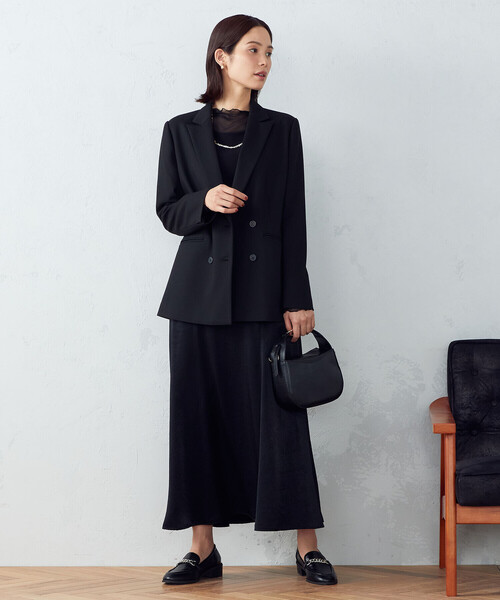 COMME CA ISM(コムサイズム)の「マットサテン切替 マーメイドスカート(スカート・レディース・ブラック/チャコール・SMALL/MEDIUM/LARGE)」の4枚目の写真