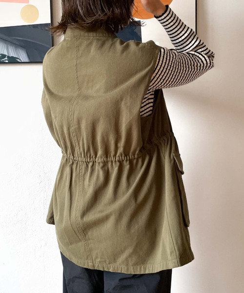 archives（アルシーヴ）の「ミリタリーベスト（ベスト・レディース・カーキ/アイボリー・MEDIUM）」の6枚目の写真