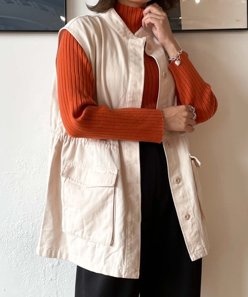 archives（アルシーヴ）の「ミリタリーベスト（ベスト・レディース・カーキ/アイボリー・MEDIUM）」の13枚目の写真