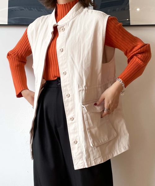 archives（アルシーヴ）の「ミリタリーベスト（ベスト・レディース・カーキ/アイボリー・MEDIUM）」の14枚目の写真