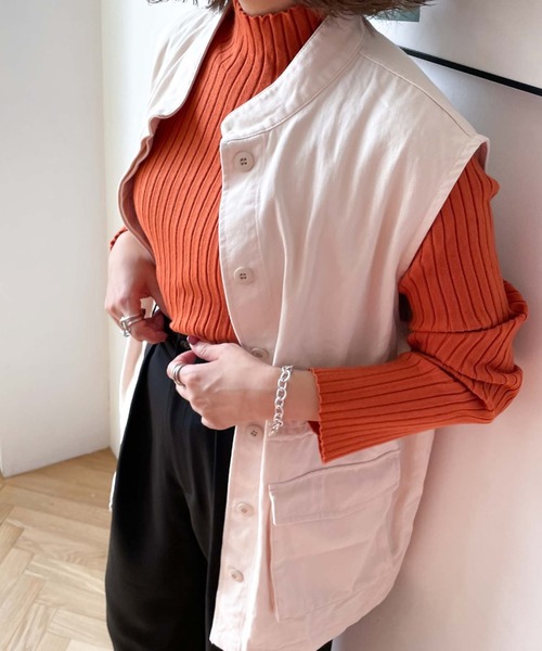 archives（アルシーヴ）の「ミリタリーベスト（ベスト・レディース・カーキ/アイボリー・MEDIUM）」の16枚目の写真