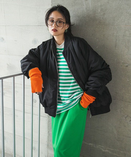 bohmal（ボマール）の「【2023SS】ボーダーロングスリーブビッグロンT（Tシャツ/カットソー・レディース・ピンク/グリーン/ブルー/レッド・FREE）」の22枚目の写真