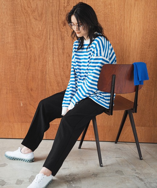 bohmal（ボマール）の「【2023SS】ボーダーロングスリーブビッグロンT（Tシャツ/カットソー・レディース・ピンク/グリーン/ブルー/レッド・FREE）」の13枚目の写真