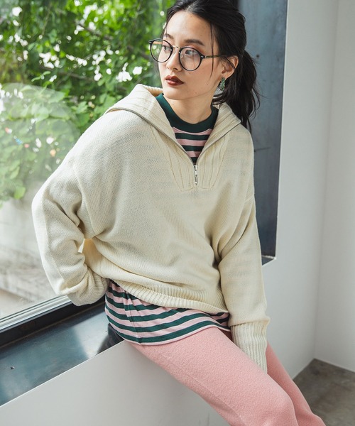bohmal（ボマール）の「【2023SS】ボーダーロングスリーブビッグロンT（Tシャツ/カットソー・レディース・ピンク/グリーン/ブルー/レッド・FREE）」の10枚目の写真