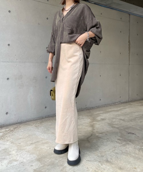 DouDou(ドゥドゥ)の「袖リブストライプバックギャザーシャツ(シャツ/ブラウス・レディース・ブラック/ベージュ・FREE)」の14枚目の写真