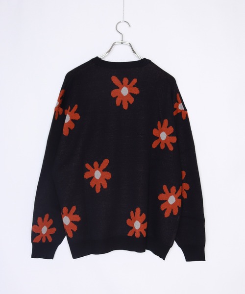 WESTSEA(ウエストシー)の「W ジャガードフラワー柄オーバークルーニット(ニット/セーター・メンズ・ライトグレー/ネイビー/チャコール/キナリ/ブルー・M/L)」の9枚目の写真