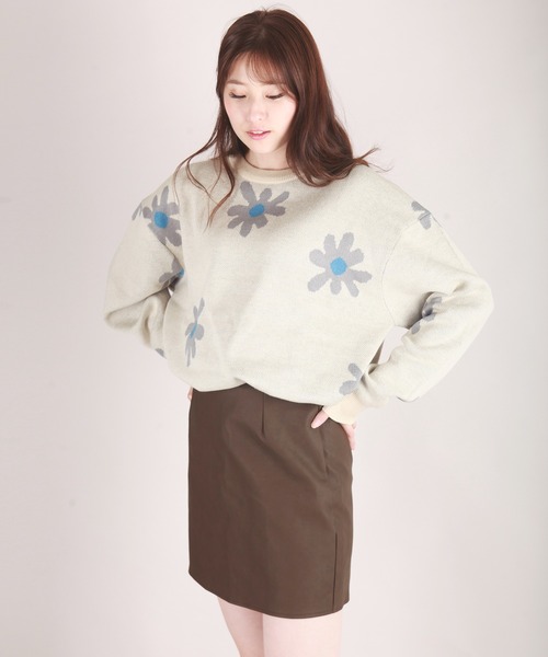 WESTSEA(ウエストシー)の「W ジャガードフラワー柄オーバークルーニット(ニット/セーター・メンズ・ライトグレー/ネイビー/チャコール/キナリ/ブルー・M/L)」の11枚目の写真