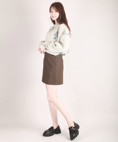 WESTSEA(ウエストシー)の「W ジャガードフラワー柄オーバークルーニット(ニット/セーター・メンズ・ライトグレー/ネイビー/チャコール/キナリ/ブルー・M/L)」の15枚目の写真