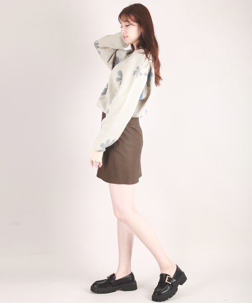 WESTSEA(ウエストシー)の「W ジャガードフラワー柄オーバークルーニット(ニット/セーター・メンズ・ライトグレー/ネイビー/チャコール/キナリ/ブルー・M/L)」の13枚目の写真