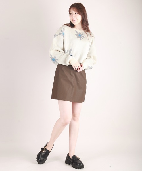 WESTSEA(ウエストシー)の「W ジャガードフラワー柄オーバークルーニット(ニット/セーター・メンズ・ライトグレー/ネイビー/チャコール/キナリ/ブルー・M/L)」の14枚目の写真