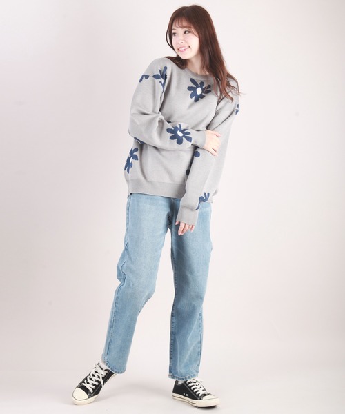 WESTSEA(ウエストシー)の「W ジャガードフラワー柄オーバークルーニット(ニット/セーター・メンズ・ライトグレー/ネイビー/チャコール/キナリ/ブルー・M/L)」の20枚目の写真