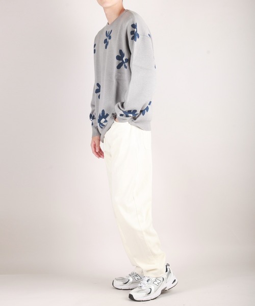 WESTSEA(ウエストシー)の「W ジャガードフラワー柄オーバークルーニット(ニット/セーター・メンズ・ライトグレー/ネイビー/チャコール/キナリ/ブルー・M/L)」の22枚目の写真