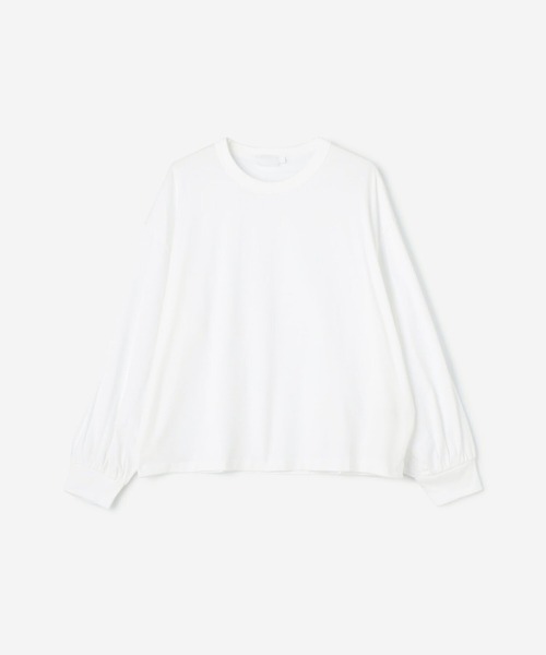 handvaerk(ハンドバーク)の「handvaerk | 60/2 ギャザースリーブ長袖Tシャツ WOMEN(Tシャツ/カットソー・レディース・ホワイト/ブラック/ダークグレー/オリーブ/ワイン/グレイッシュベージュ・SMALL)」の2枚目の写真