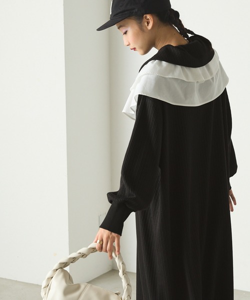 forksy.（フォルクシー）の「【forksy.】ランダムテレコビッグカラー長袖ポロワンピース（ワンピース・レディース・ブラウン/ブラック/グレー/レッド・FREE）」の20枚目の写真