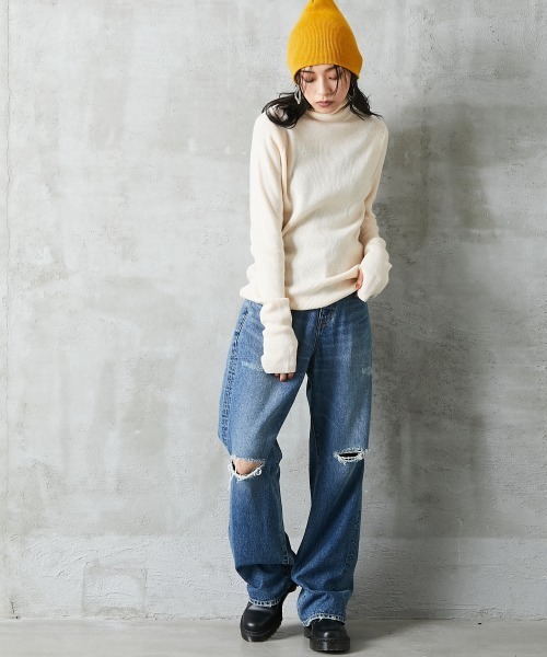 GEVS.(ジェイヴィス)の「<大きいサイズ> シンプルタートルニット GEVS.(ニット/セーター・レディース・ネイビー/アイボリー/ブラック・4L/LL/5L/3L/L)」の9枚目の写真