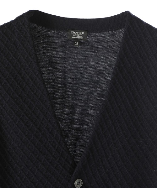CROWDED CLOSET（クラウデッドクローゼット）の「12Gダイヤジャガード ハイゲージニットベスト（ベスト・メンズ・ブラック/ネイビー・02/03）」の12枚目の写真