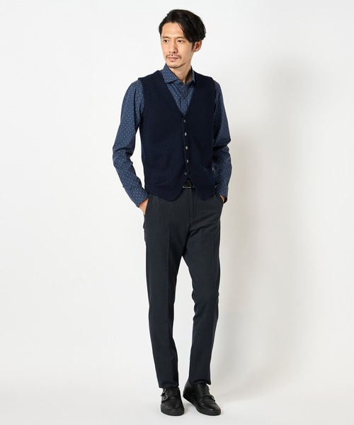 CROWDED CLOSET（クラウデッドクローゼット）の「12Gダイヤジャガード ハイゲージニットベスト（ベスト・メンズ・ブラック/ネイビー・02/03）」の5枚目の写真