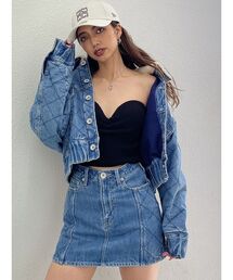 GYDA | 【セットアップ着用可】ボアCOLLAR QUILTINGショートGジャン(デニムジャケット)