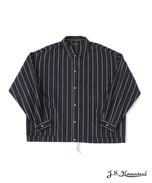 JOURNAL STANDARD J.S HOMESTEAD(ジャーナルスタンダードホームステッド)の「【J.S.Homestead】C/Li ワッシャースピンドルMIL L/S(シャツ/ブラウス・メンズ・ネイビー/ライトホワイト/オフホワイト/ブルー系その他・MEDIUM/LARGE)」の1枚目の写真