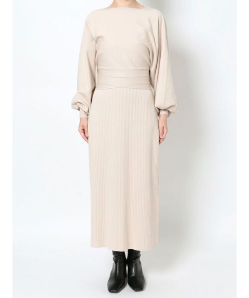 LAGUNAMOON（ラグナムーン）の「バックツイストレイヤードニットワンピース（ワンピース・レディース・アイボリー/ダークオレンジ/モカ・SMALL/MEDIUM）」の4枚目の写真